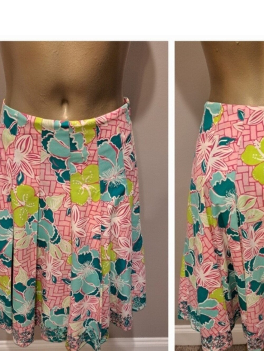 Lilly Pulitzer Ingrid Pleated Mid Length Floral Print Skirt
